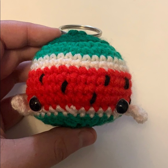 Hand Crafted Other - 💛Watermelon whale crochet keychain handmade new